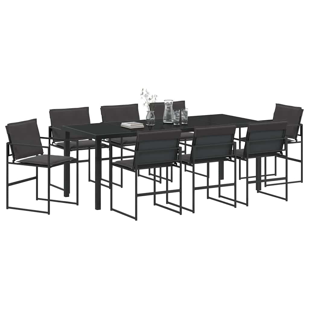 vidaXL Zestaw do jadalni w ogrodzie 9 pcs Czarny 200 x 80 x 73 cm
