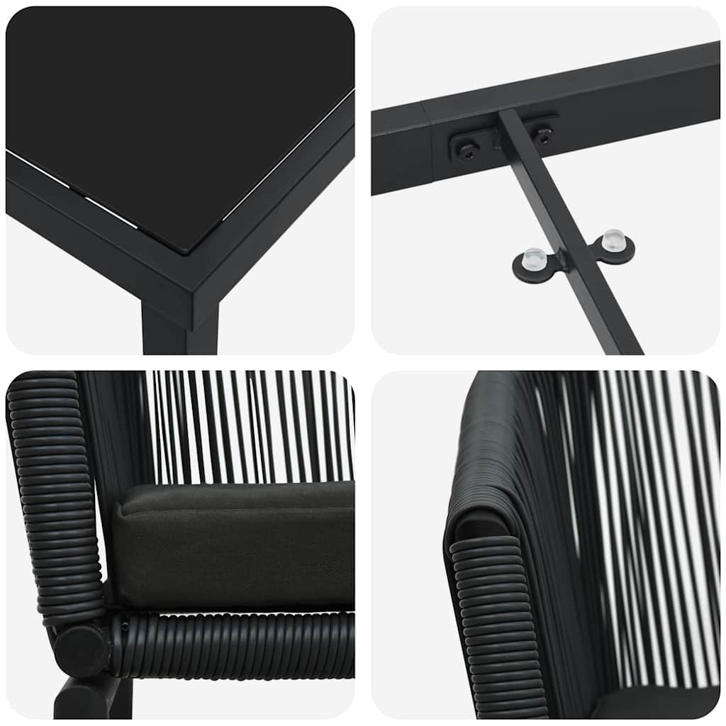 vidaXL Zestaw do jadalni w ogrodzie 7 pcs Czarny