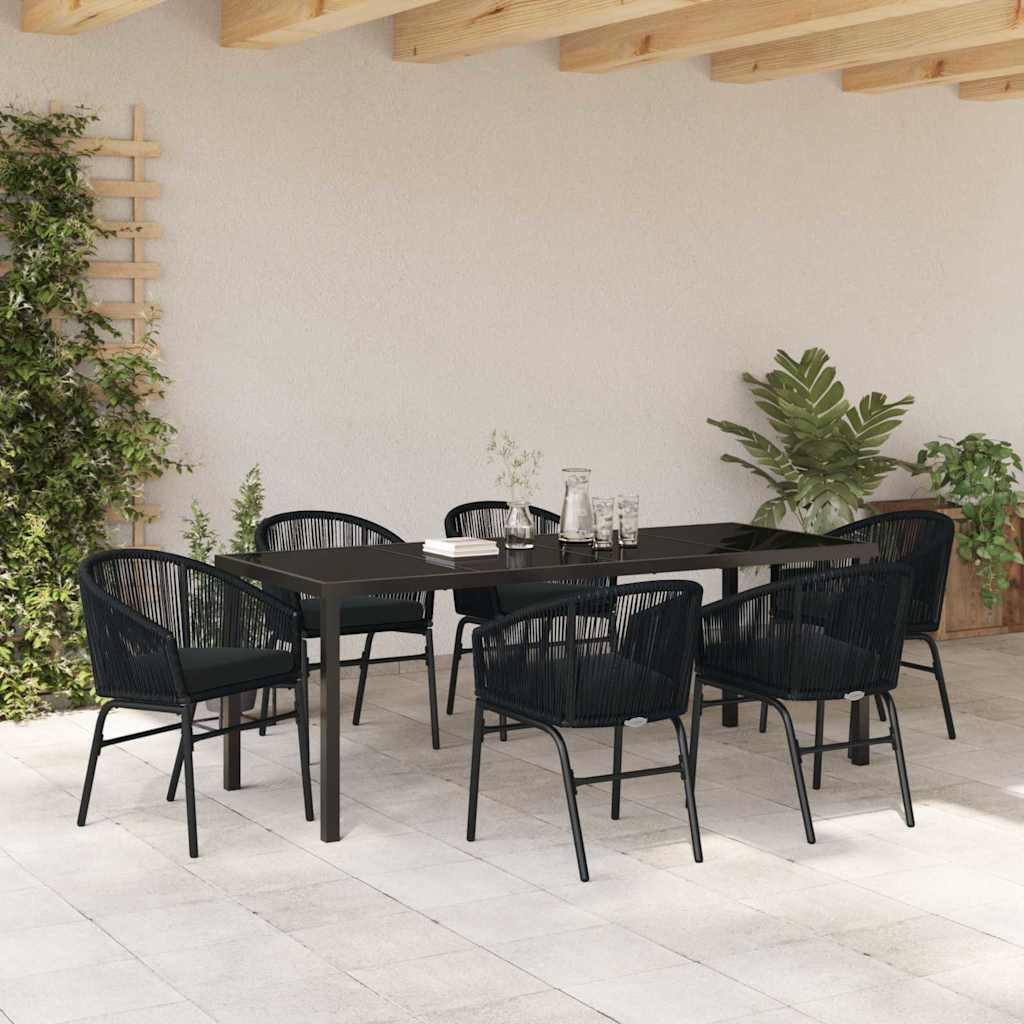 vidaXL Zestaw do jadalni w ogrodzie 7 pcs Czarny