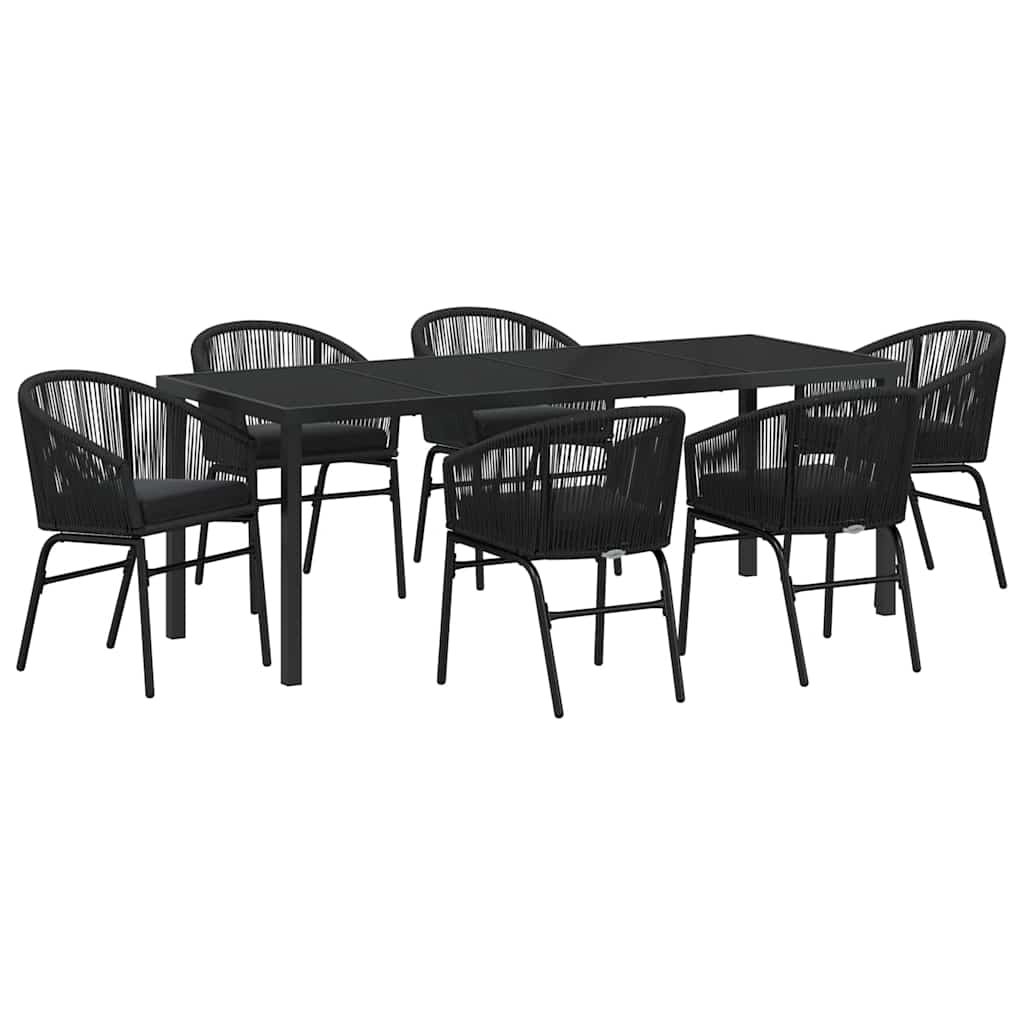 vidaXL Zestaw do jadalni w ogrodzie 7 pcs Czarny