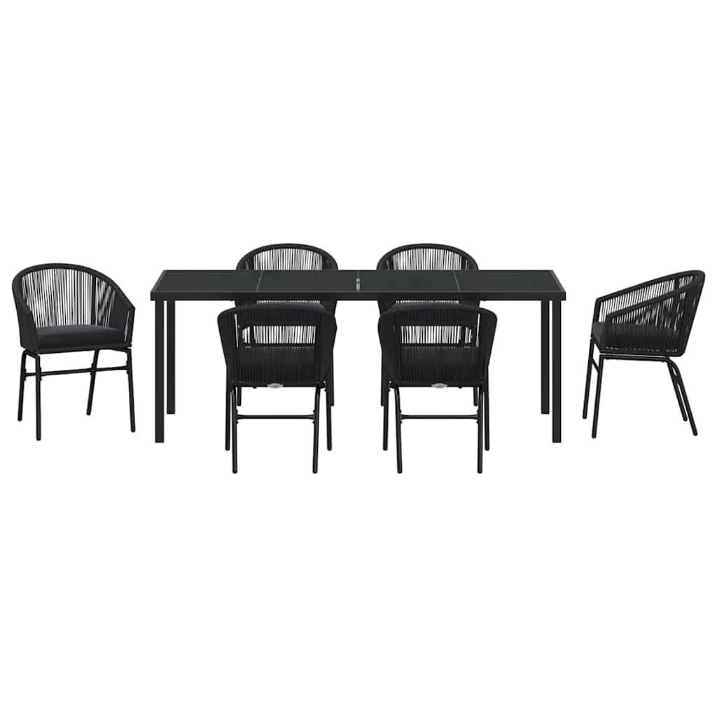 vidaXL Zestaw do jadalni w ogrodzie 7 pcs Czarny