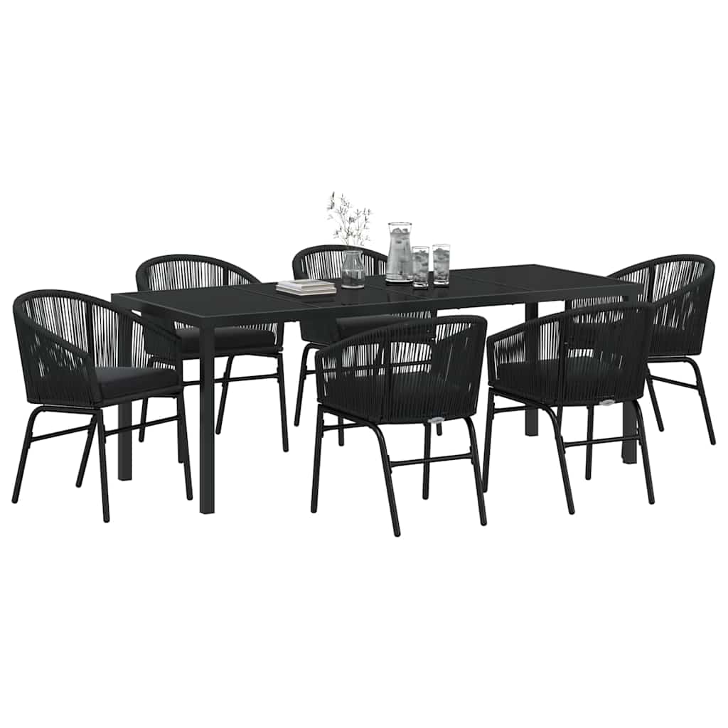 vidaXL Zestaw do jadalni w ogrodzie 7 pcs Czarny