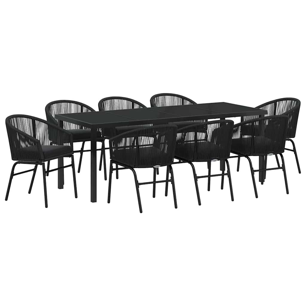 vidaXL Zestaw do jadalni w ogrodzie 9 pcs Czarny