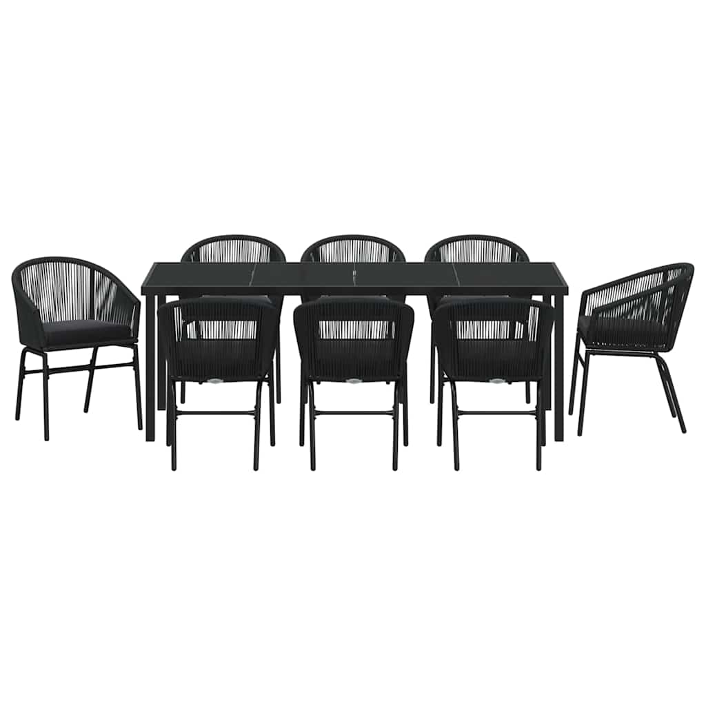 vidaXL Zestaw do jadalni w ogrodzie 9 pcs Czarny