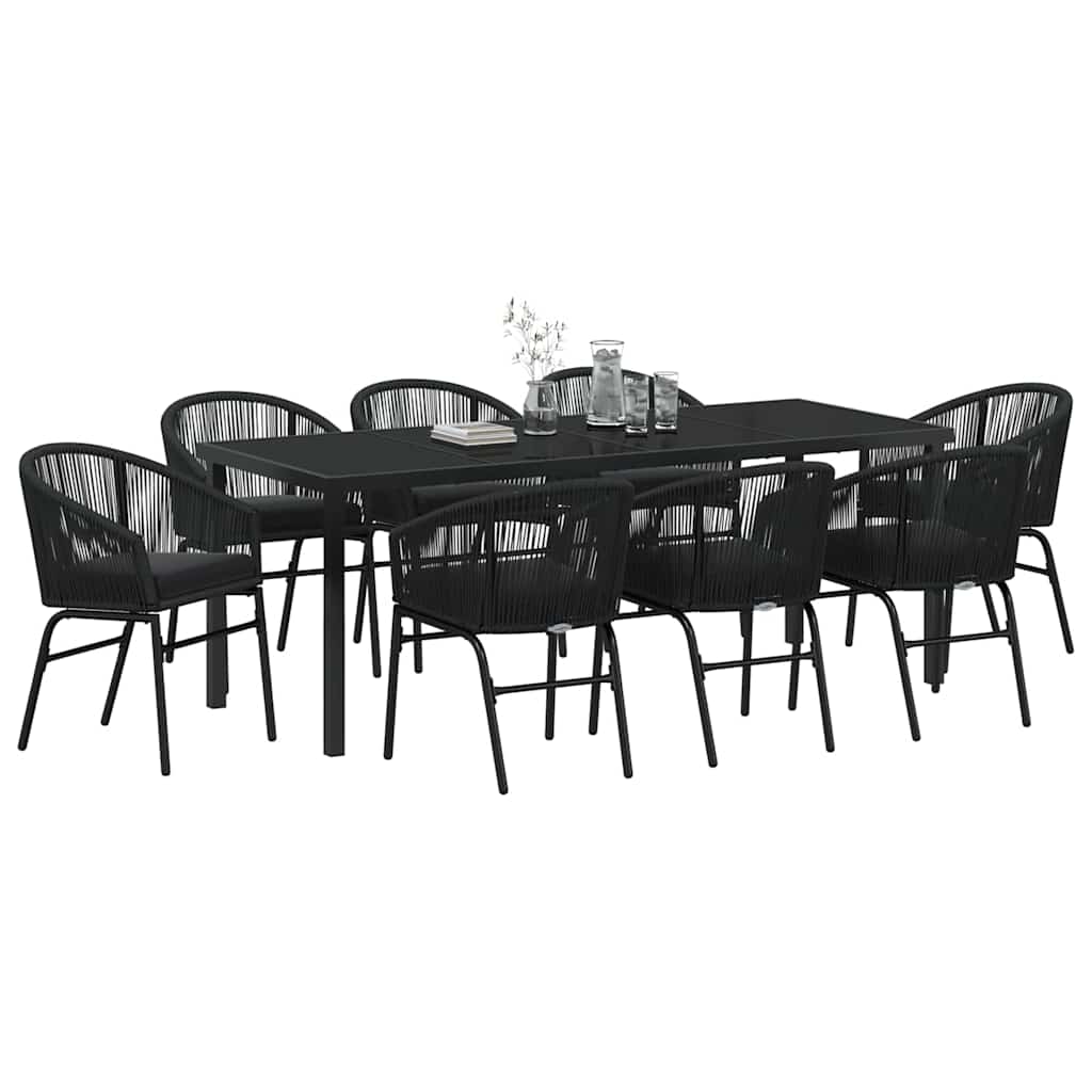 vidaXL Zestaw do jadalni w ogrodzie 9 pcs Czarny