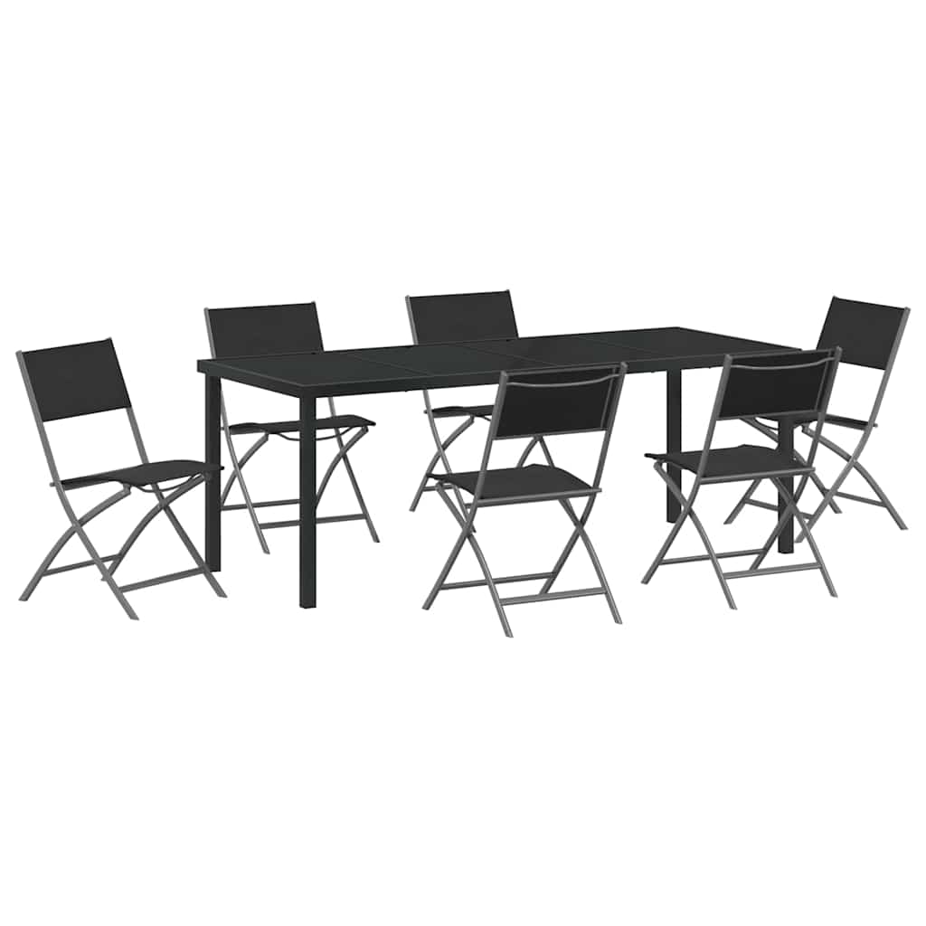 vidaXL Zestaw do jadalni w ogrodzie 7 pcs Czarny