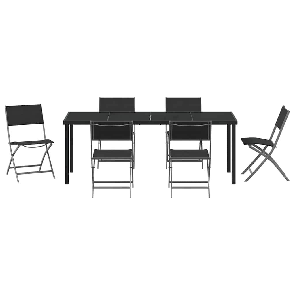 vidaXL Zestaw do jadalni w ogrodzie 7 pcs Czarny