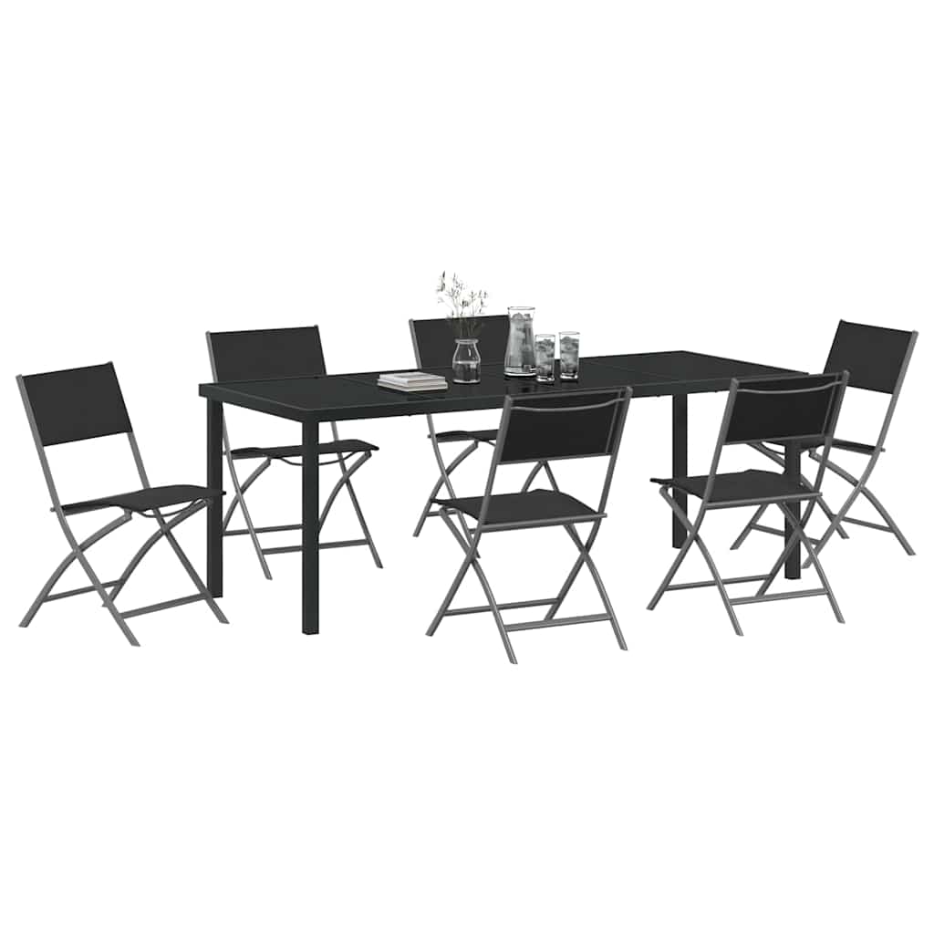 vidaXL Zestaw do jadalni w ogrodzie 7 pcs Czarny