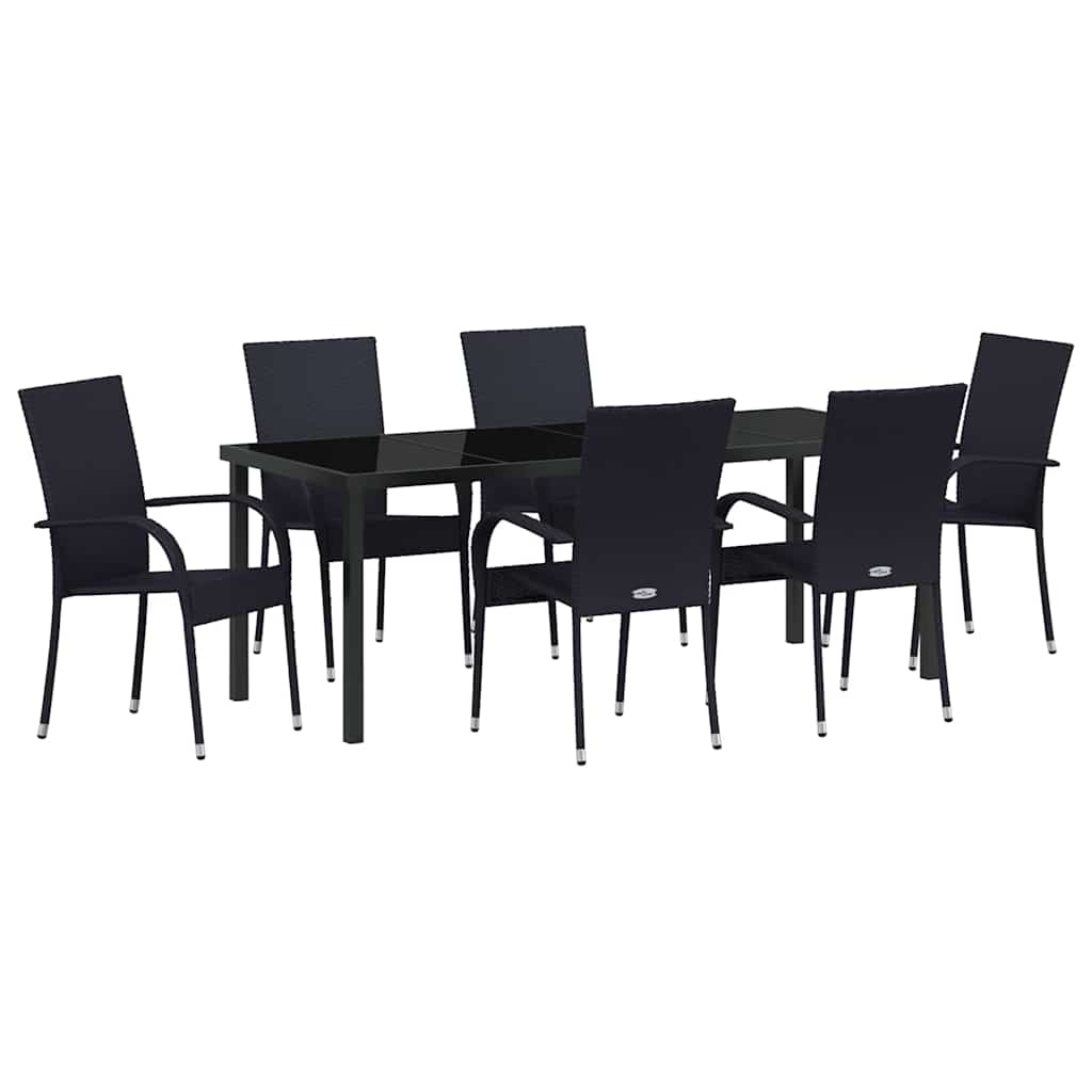 vidaXL Zestaw do jadalni w ogrodzie 7 pcs Czarny