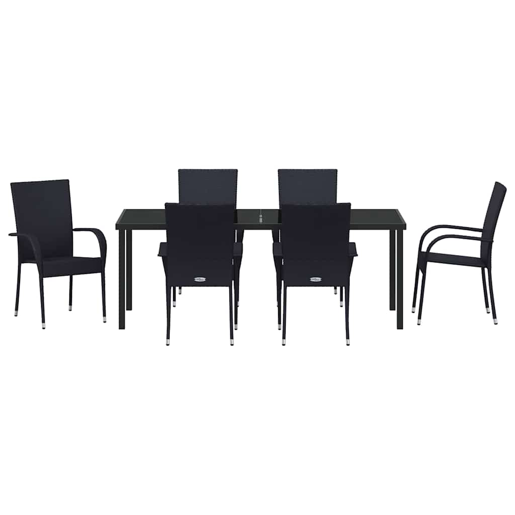vidaXL Zestaw do jadalni w ogrodzie 7 pcs Czarny