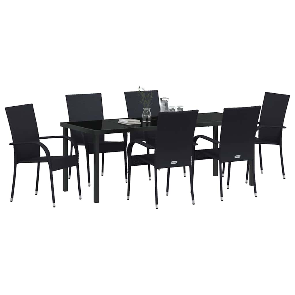 vidaXL Zestaw do jadalni w ogrodzie 7 pcs Czarny