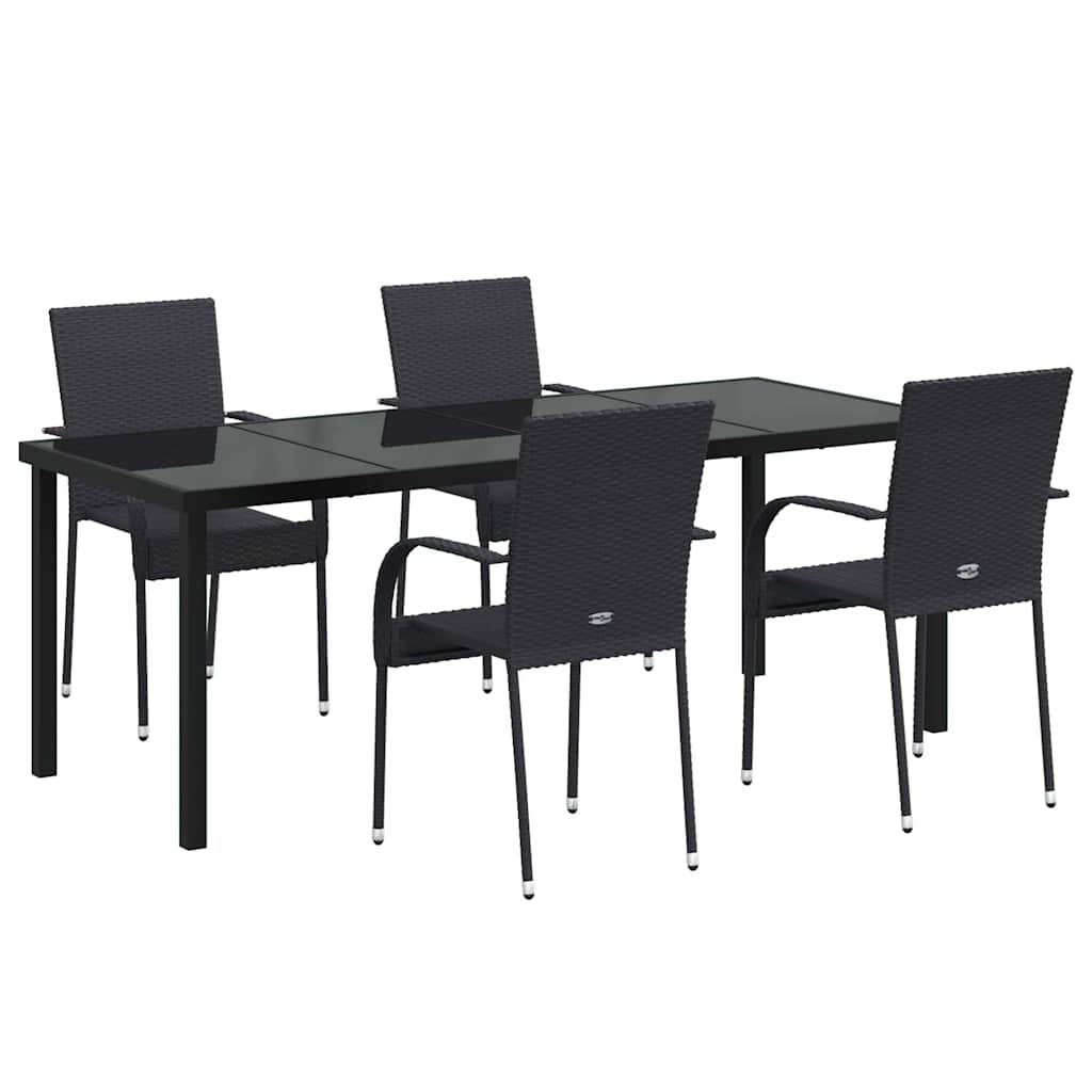vidaXL Zestaw do jadalni w ogrodzie 5 pcs Czarny