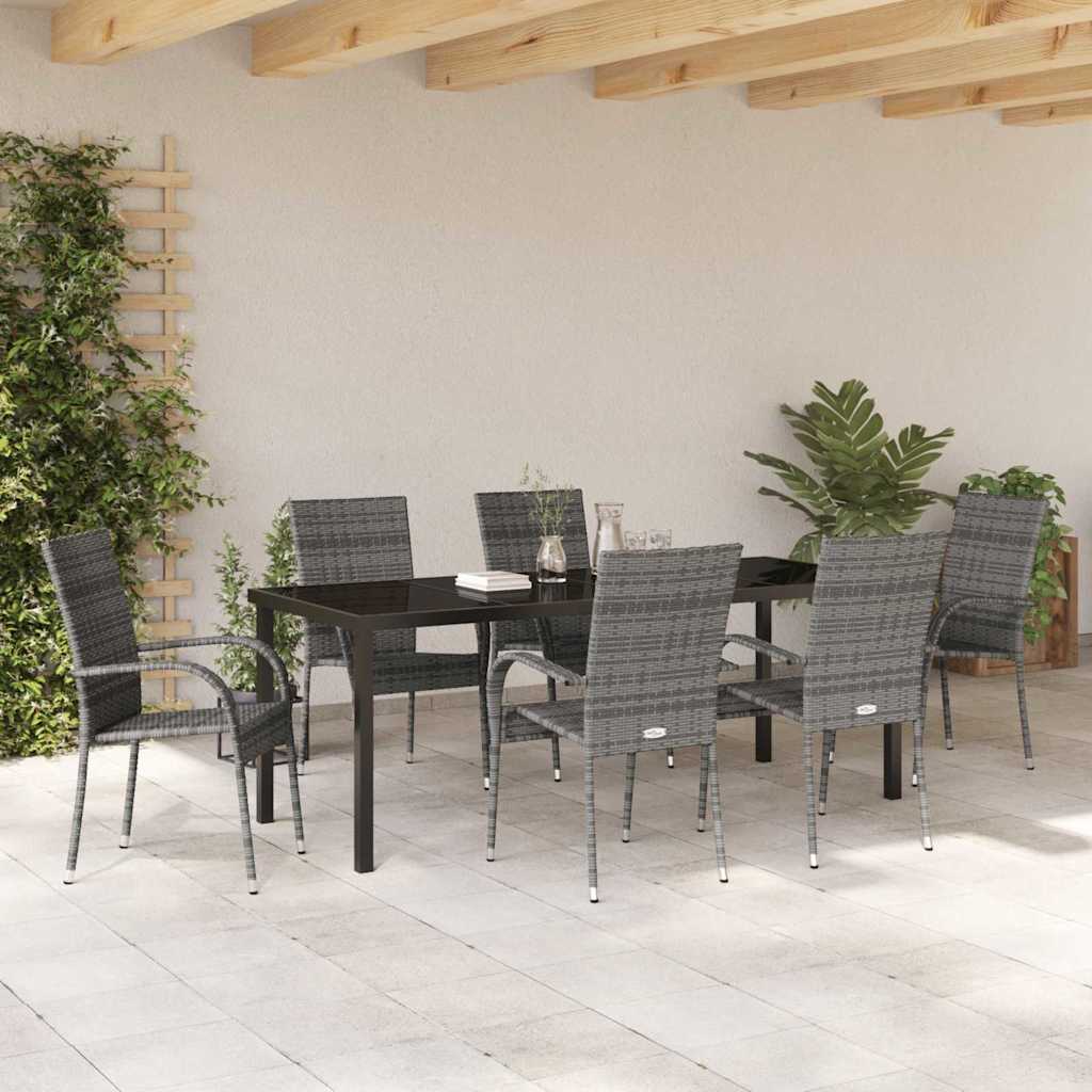 vidaXL Zestaw do jadalni w ogrodzie 7 pcs Szary