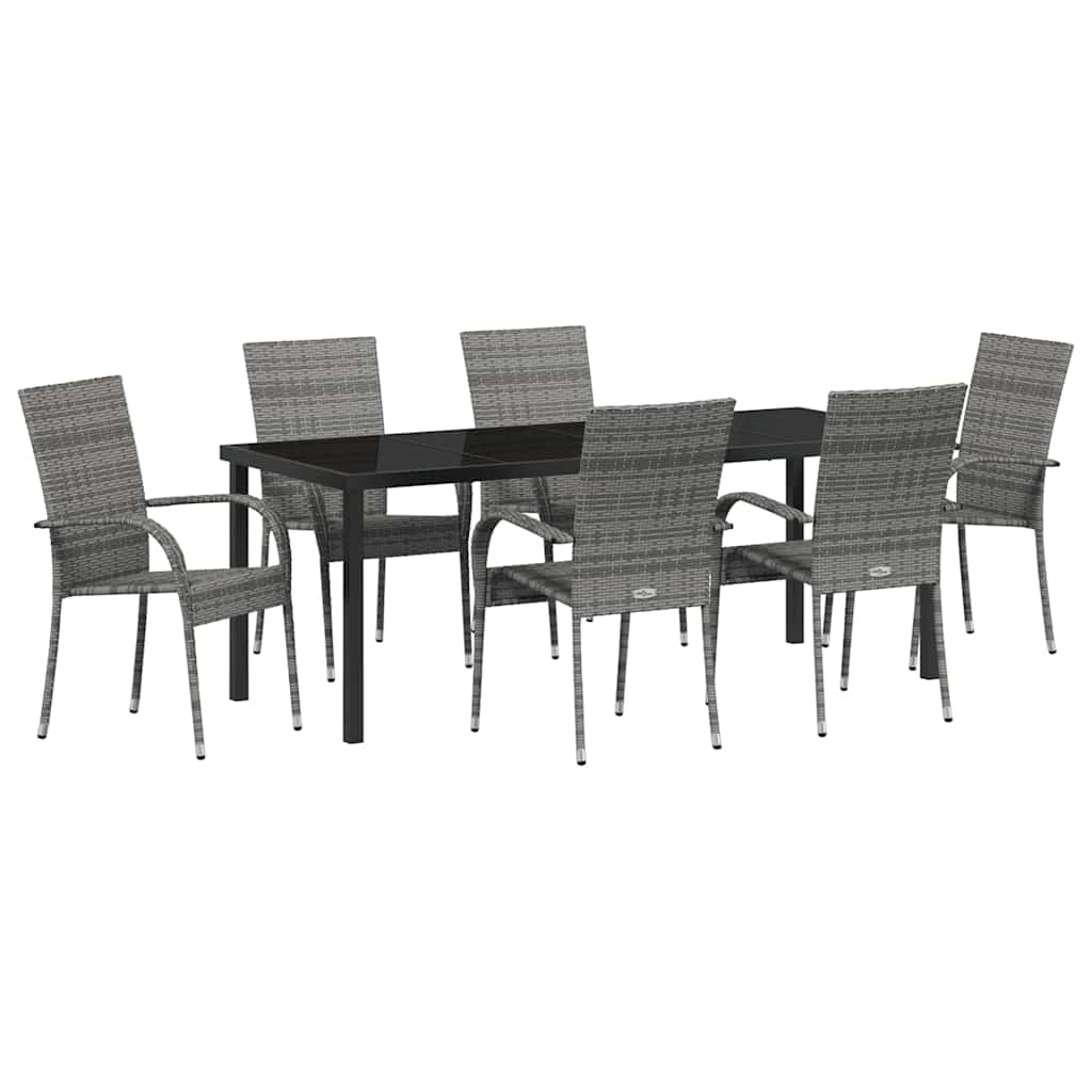vidaXL Zestaw do jadalni w ogrodzie 7 pcs Szary