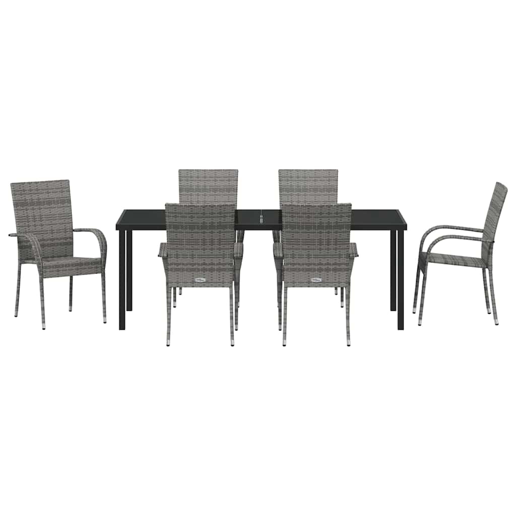 vidaXL Zestaw do jadalni w ogrodzie 7 pcs Szary