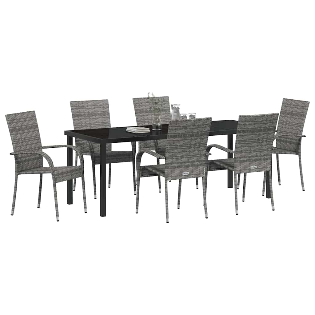 vidaXL Zestaw do jadalni w ogrodzie 7 pcs Szary