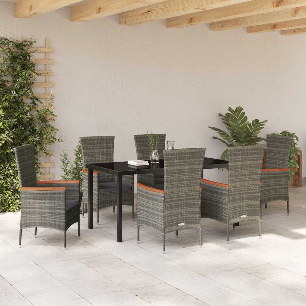 vidaXL Zestaw do jadalni w ogrodzie z poduszką 7 pcs Szary