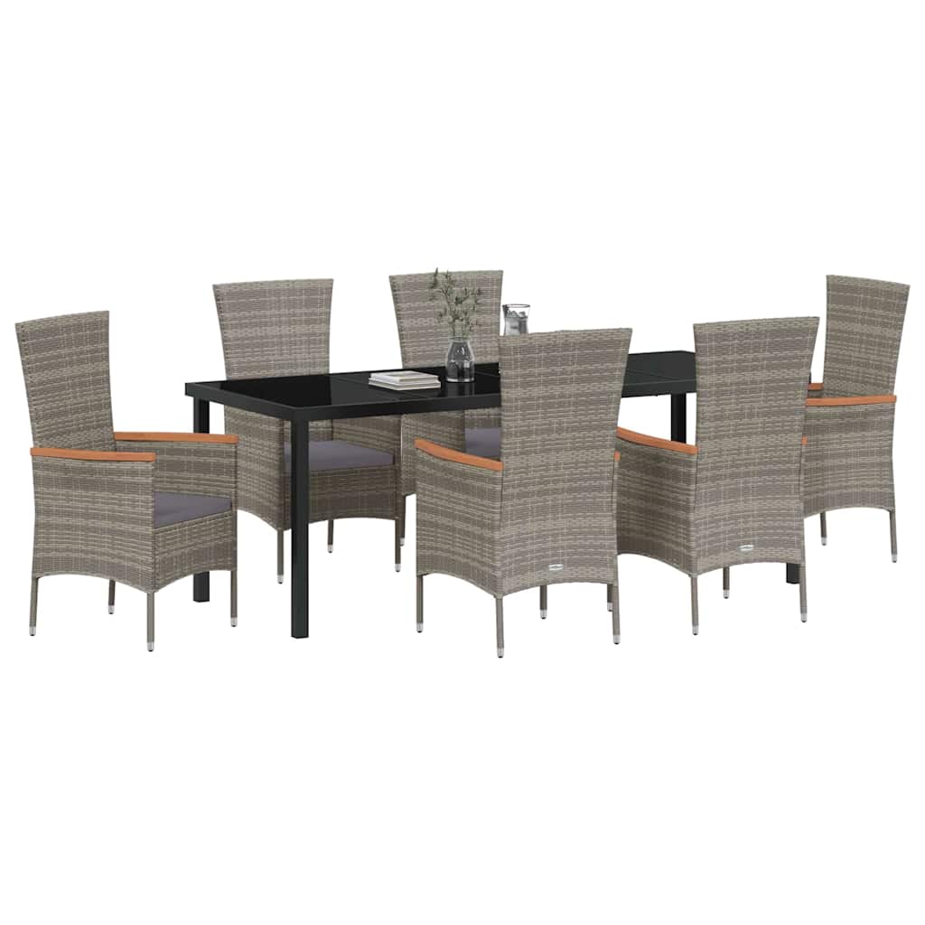 vidaXL Zestaw do jadalni w ogrodzie z poduszką 7 pcs Szary