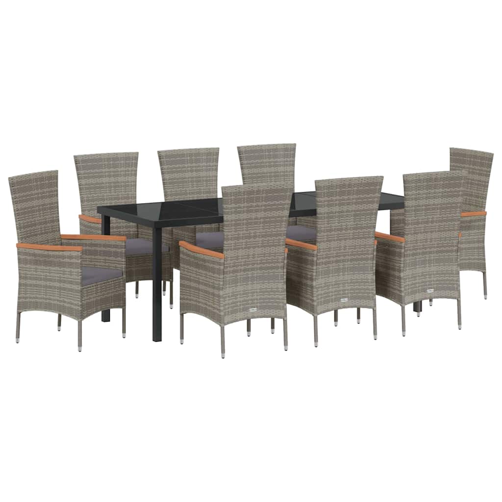 vidaXL Zestaw do jadalni w ogrodzie z poduszką 9 pcs Szary