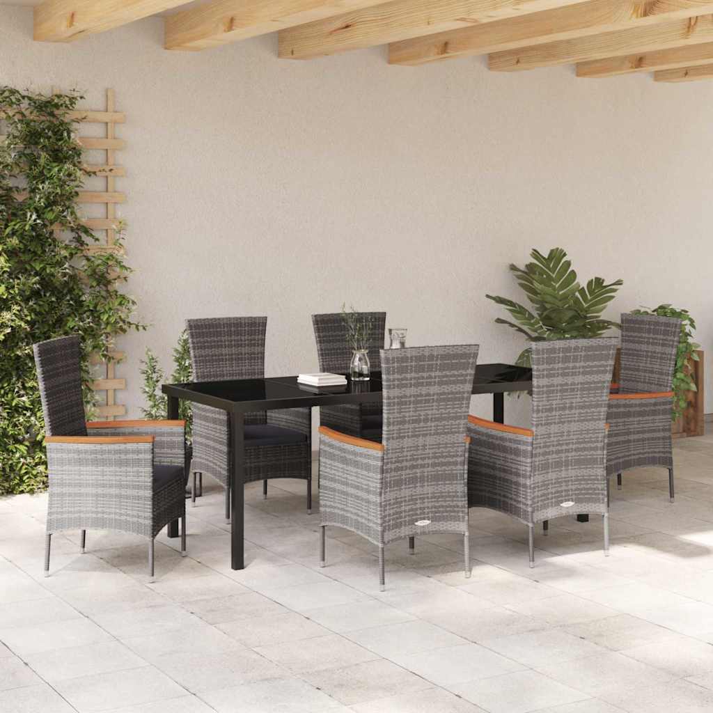 vidaXL Zestaw do jadalni w ogrodzie z poduszką 7 pcs Szary