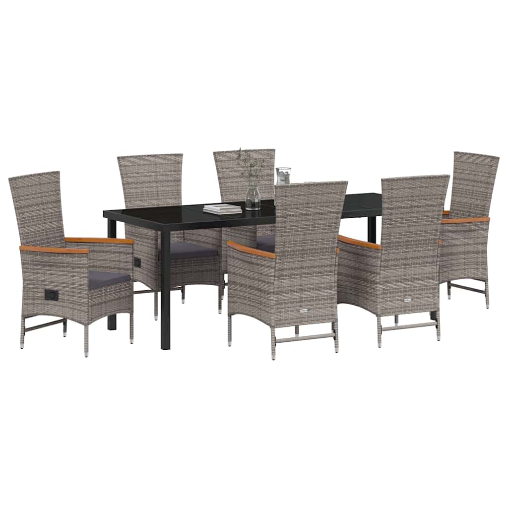 vidaXL Zestaw do jadalni w ogrodzie z poduszką 7 pcs Szary
