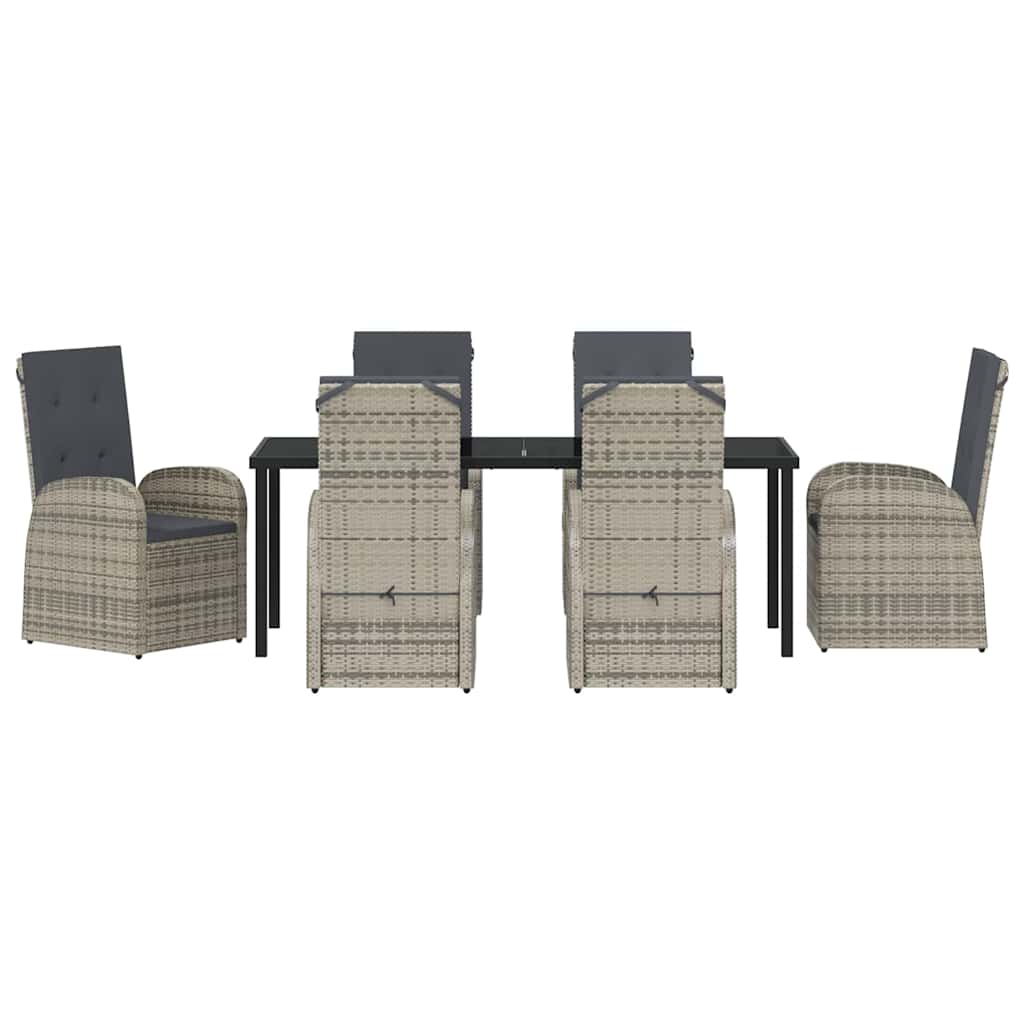 vidaXL Zestaw do jadalni w ogrodzie z poduszką 7 pcs Szary polirattan