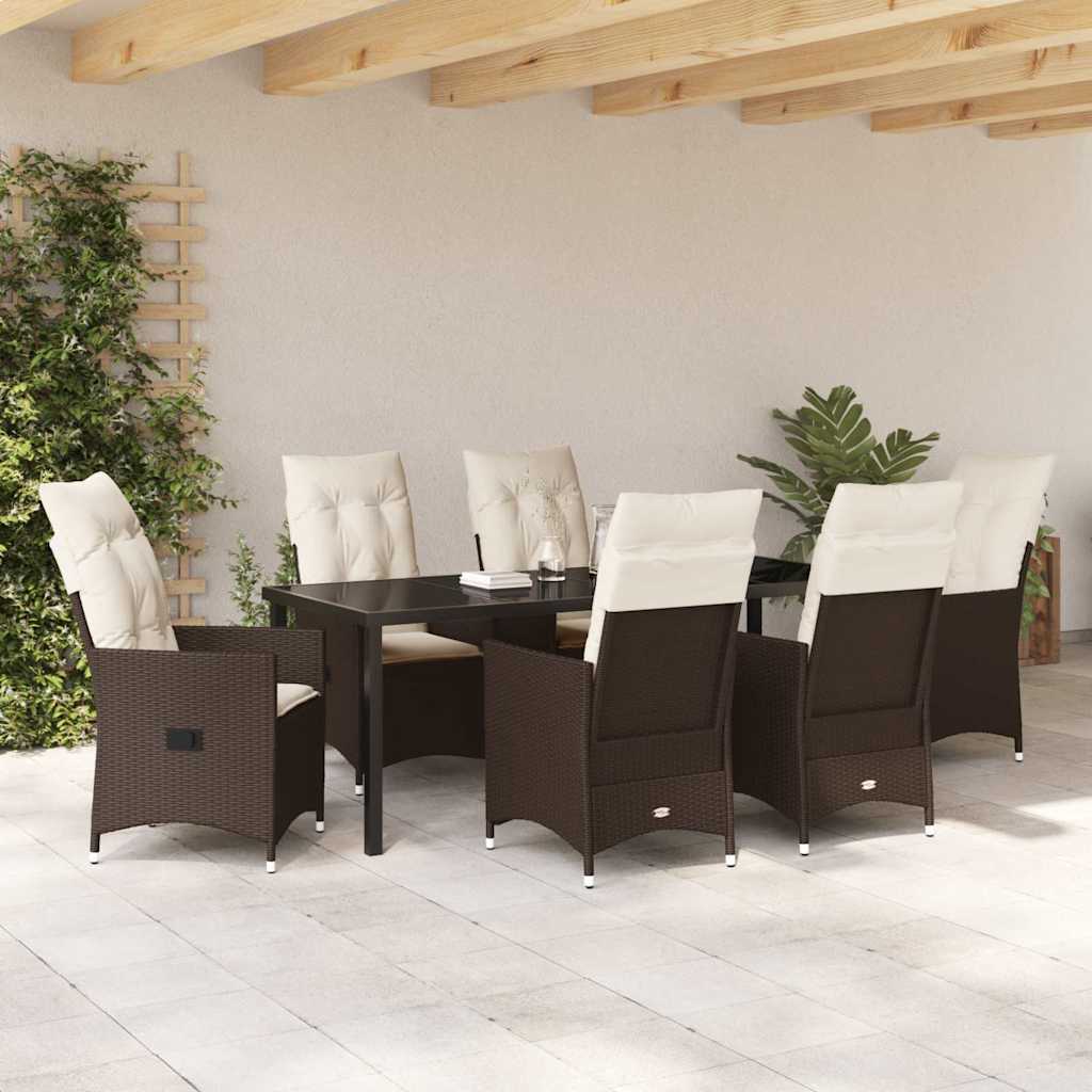 vidaXL Zestaw do jadalni w ogrodzie 7 pcs Brązowy polirattan