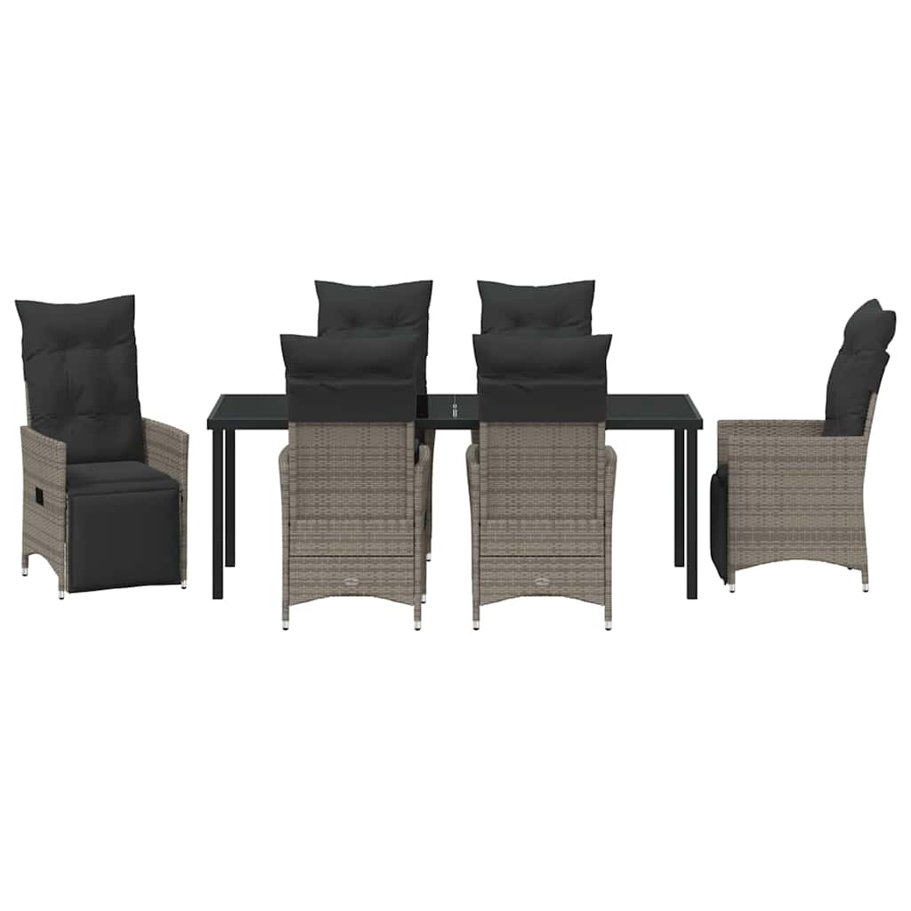 vidaXL Zestaw do jadalni w ogrodzie z poduszką 7 pcs Szary polirattan