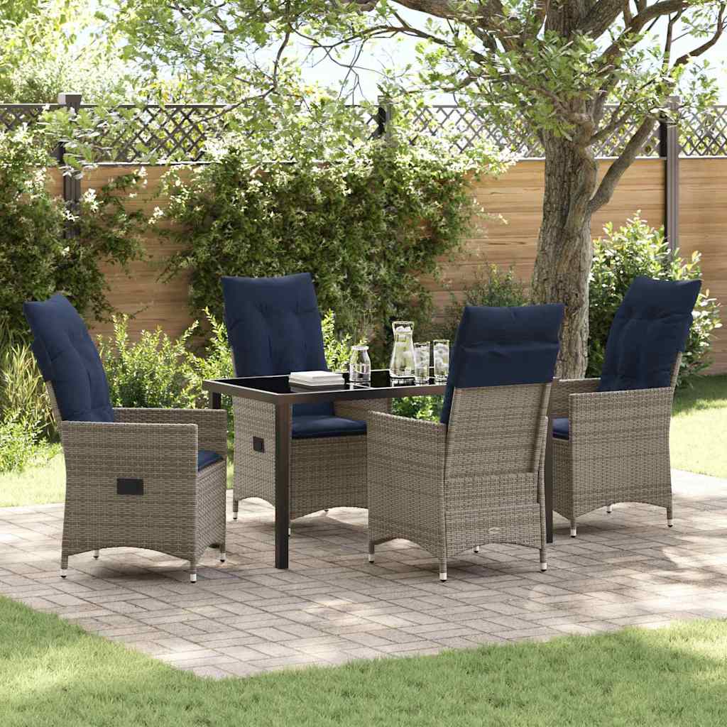 vidaXL Zestaw stół i krzesła 5 szt. Szary Rattan PE