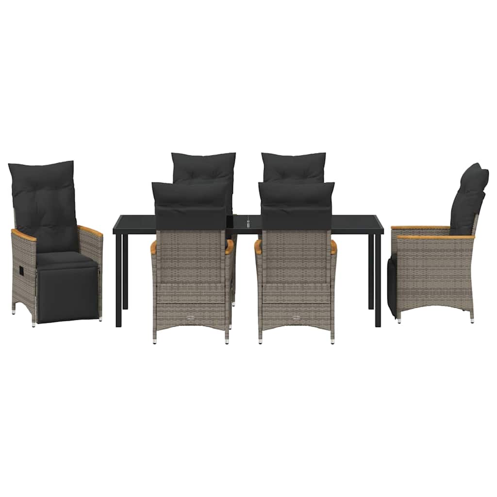 vidaXL Zestaw do jadalni w ogrodzie z poduszką 7 pcs Szary polirattan