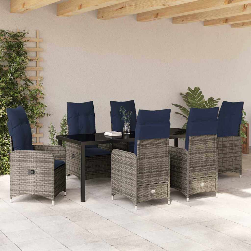 vidaXL Zestaw do jadalni w ogrodzie 7 pcs Czarny polirattan