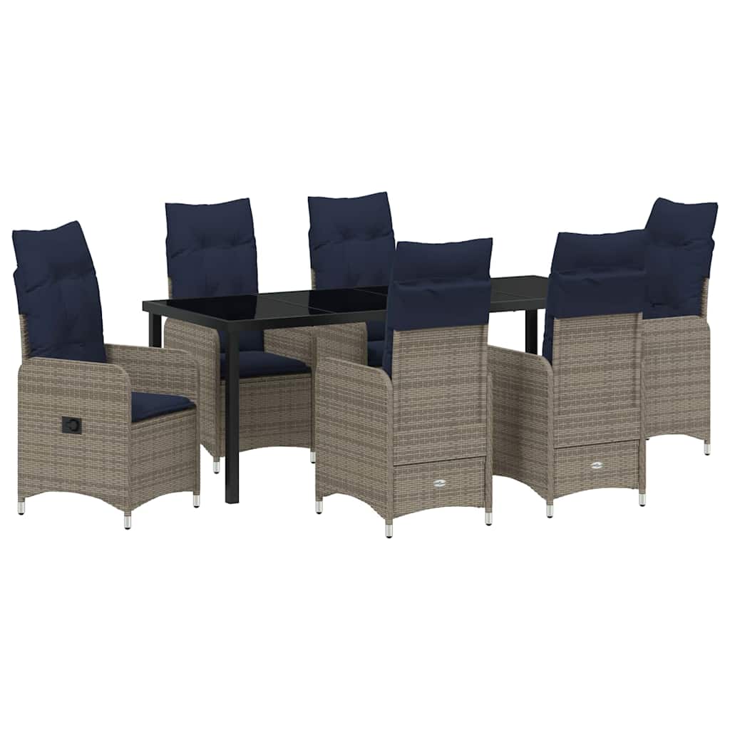 vidaXL Zestaw do jadalni w ogrodzie 7 pcs Czarny polirattan