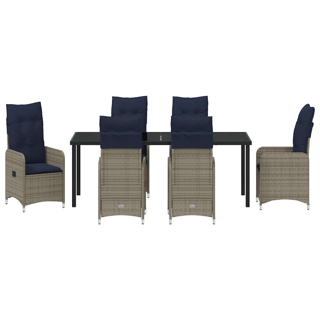 vidaXL Zestaw do jadalni w ogrodzie 7 pcs Czarny polirattan