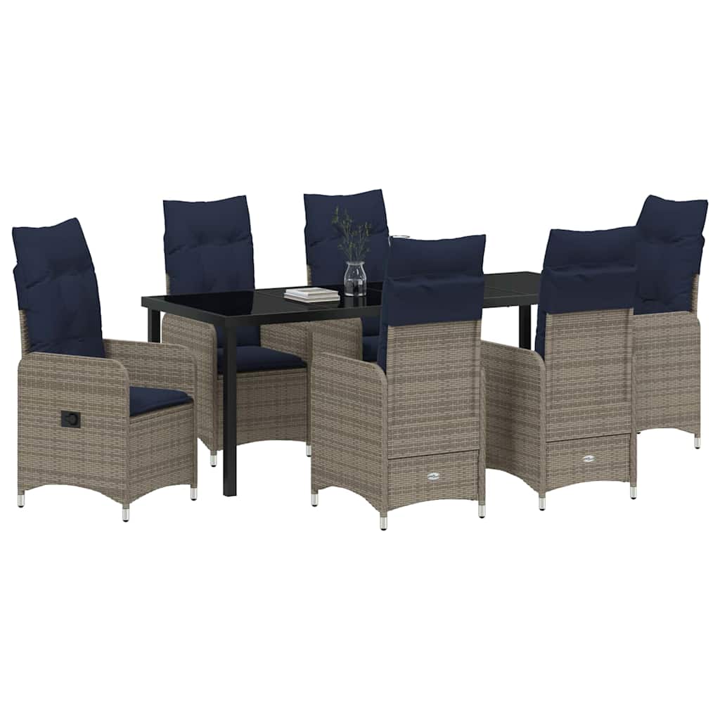 vidaXL Zestaw do jadalni w ogrodzie 7 pcs Czarny polirattan