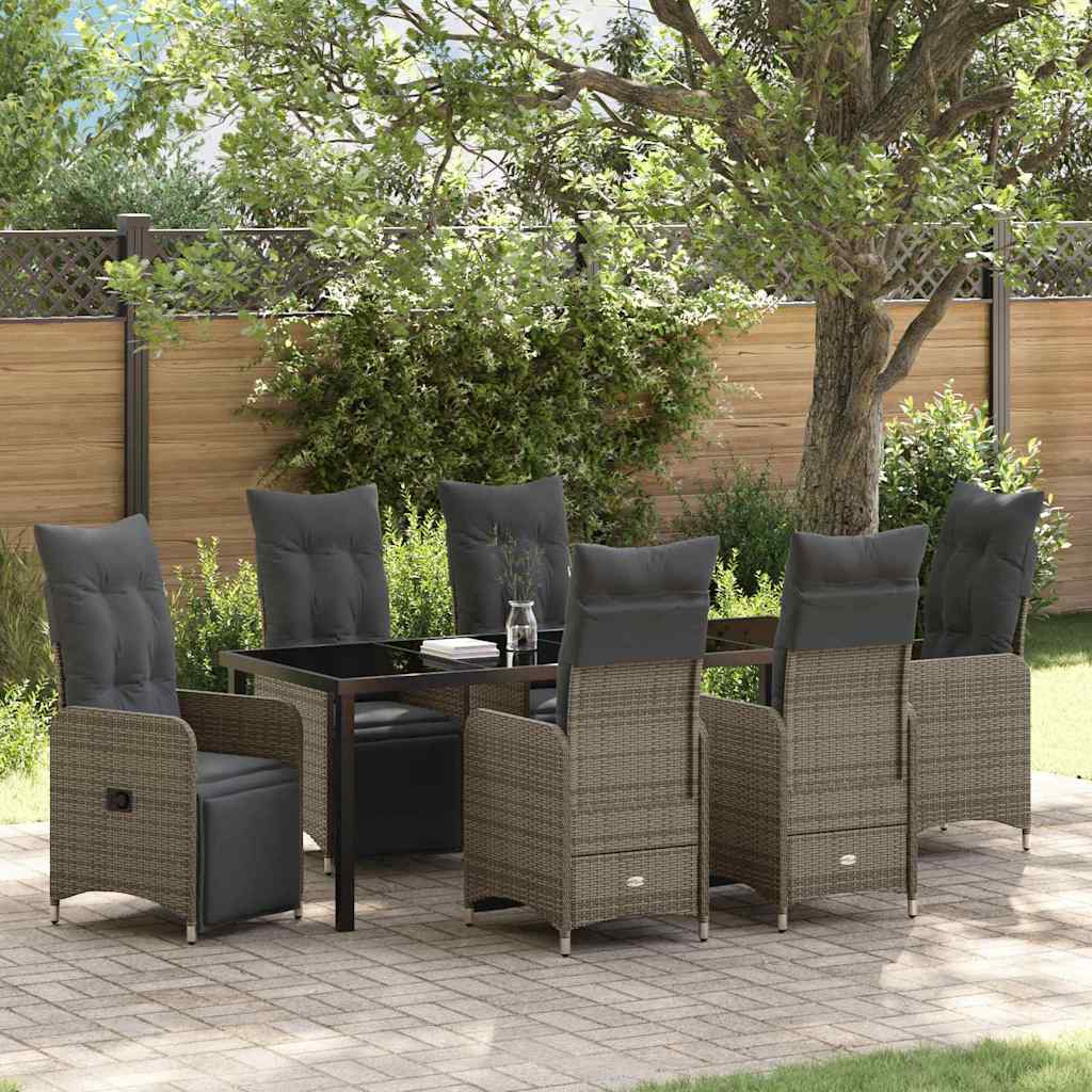 vidaXL Zestaw do jadalni w ogrodzie 7 pcs Szary polirattan