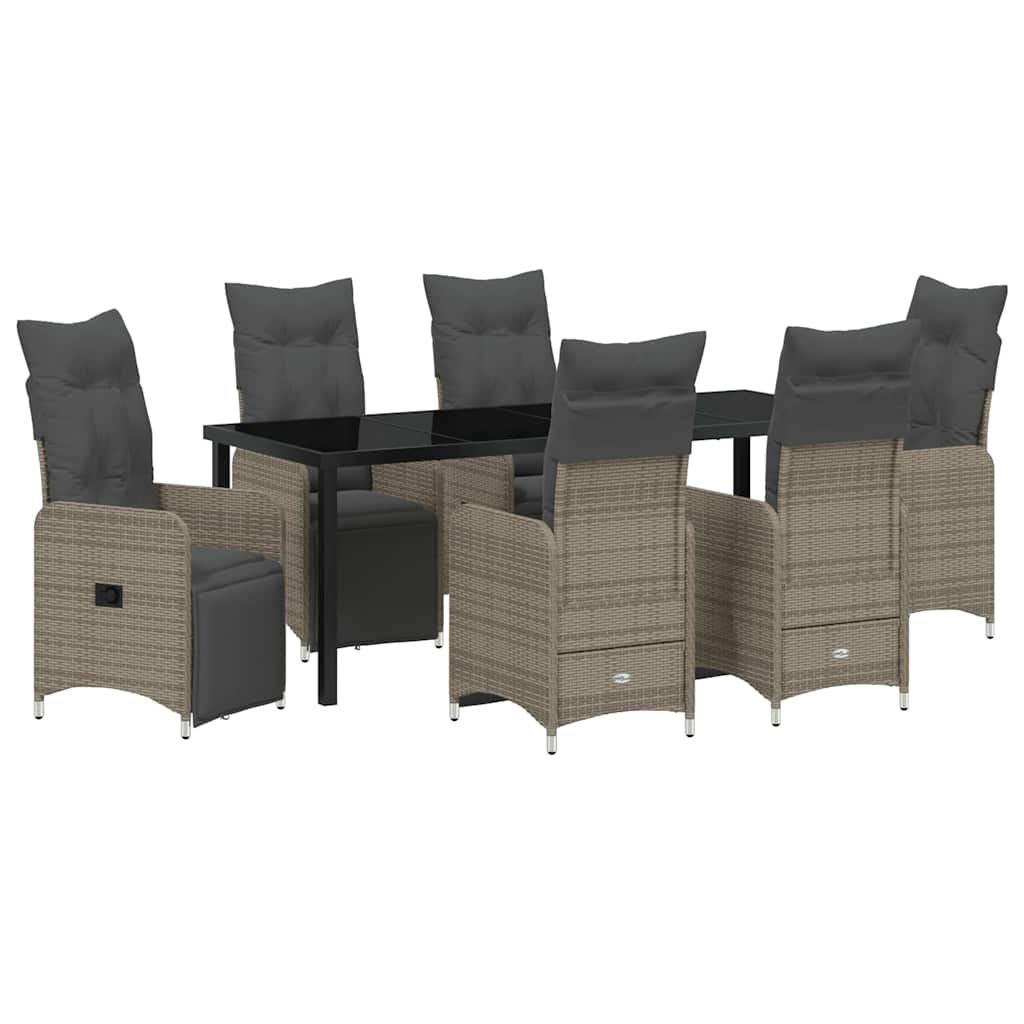 vidaXL Zestaw do jadalni w ogrodzie 7 pcs Szary polirattan