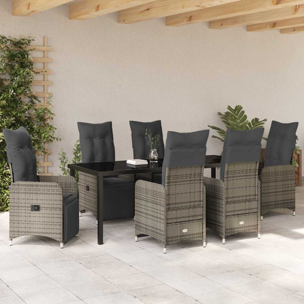 vidaXL Zestaw do jadalni w ogrodzie 7 pcs Beżowy polirattan