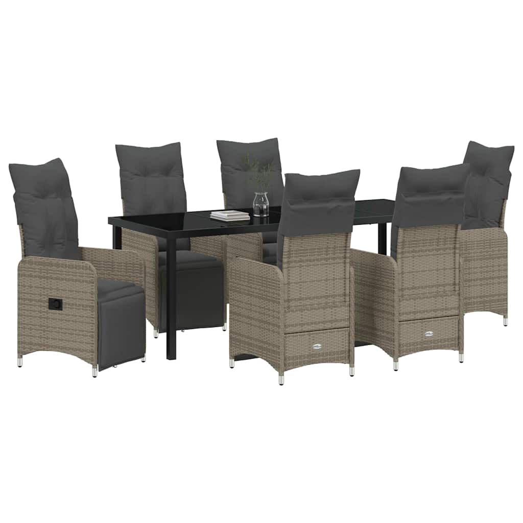 vidaXL Zestaw do jadalni w ogrodzie 7 pcs Beżowy polirattan
