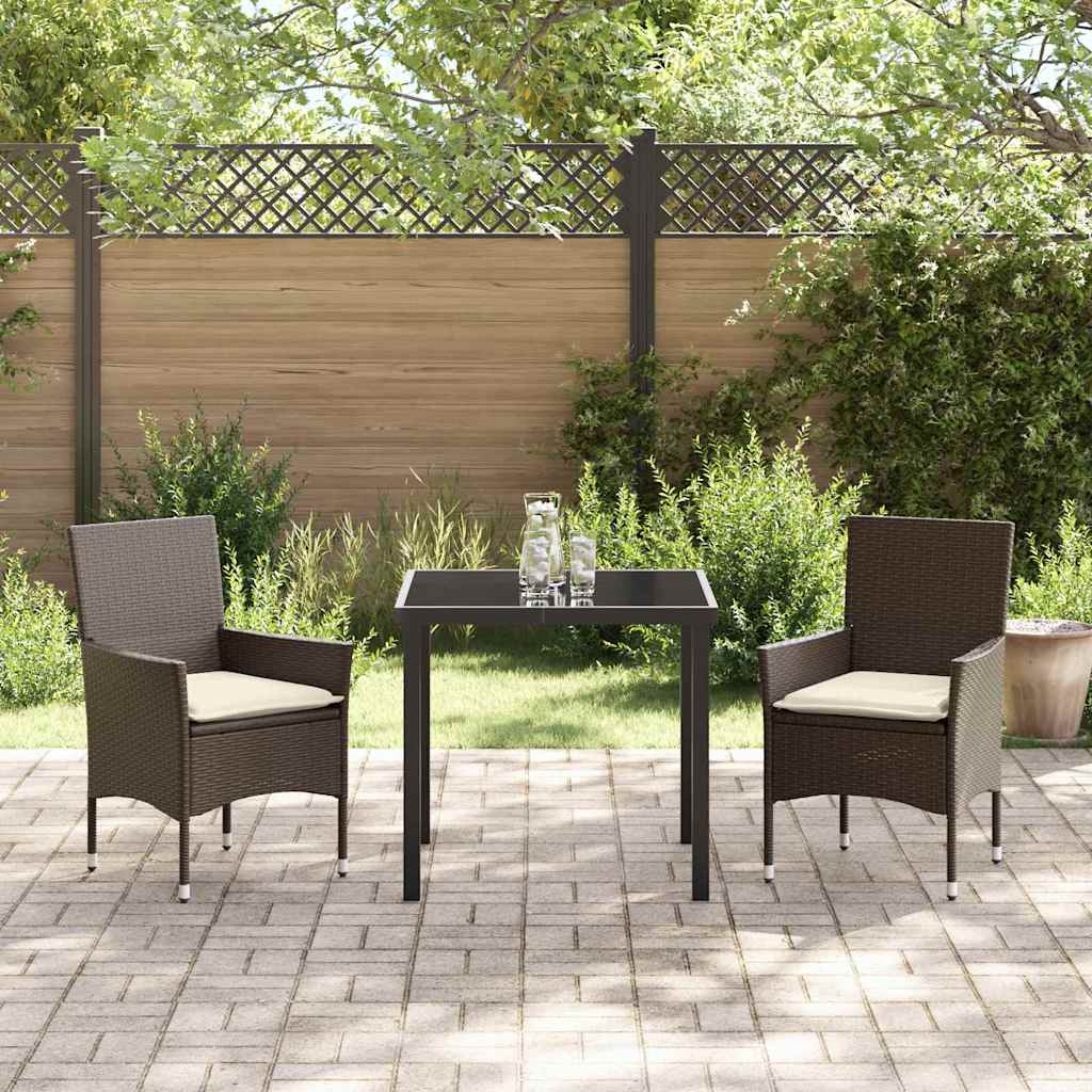 vidaXL Zestaw do jadalni w ogrodzie 3 szt. Brązowy polirattan