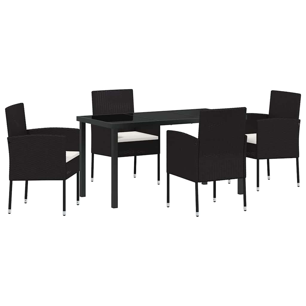vidaXL Zestaw do jadalni w ogrodzie 5 szt. Czarny polirattan