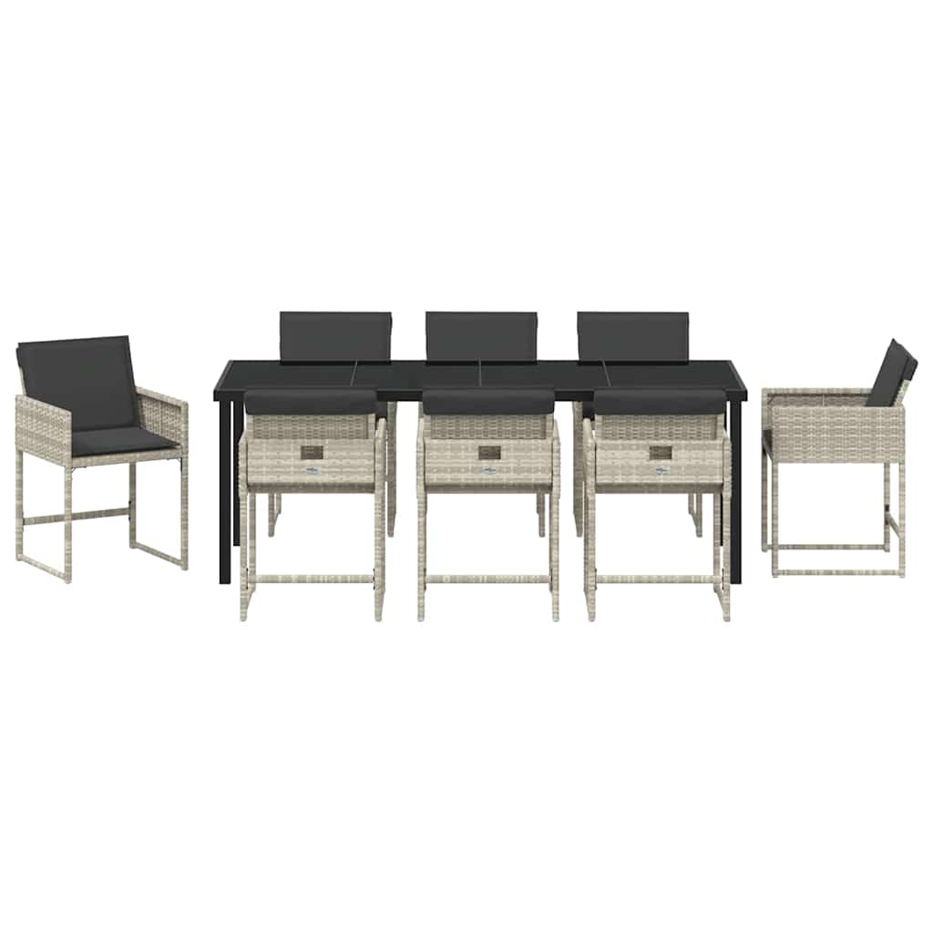 vidaXL Zestaw do jadalni w ogrodzie 9 szt. Jasnoszary polirattan