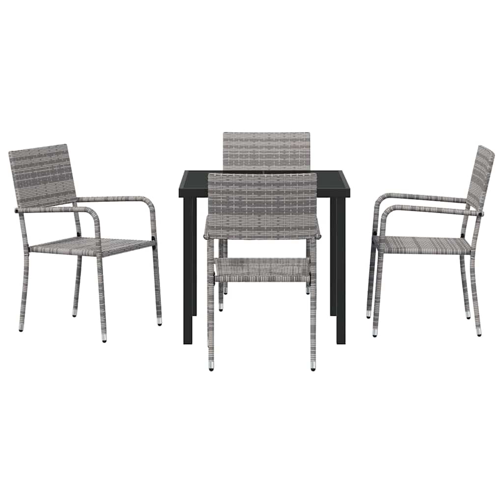 vidaXL Zestaw do jadalni w ogrodzie z poduszką 5 pcs Szary polirattan