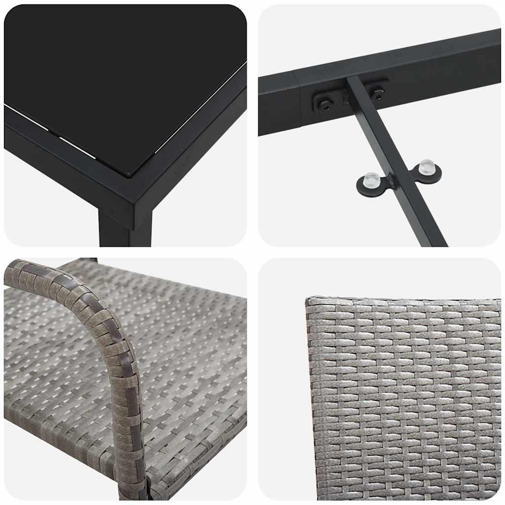 vidaXL Zestaw do jadalni w ogrodzie z poduszką 5 pcs Szary polirattan