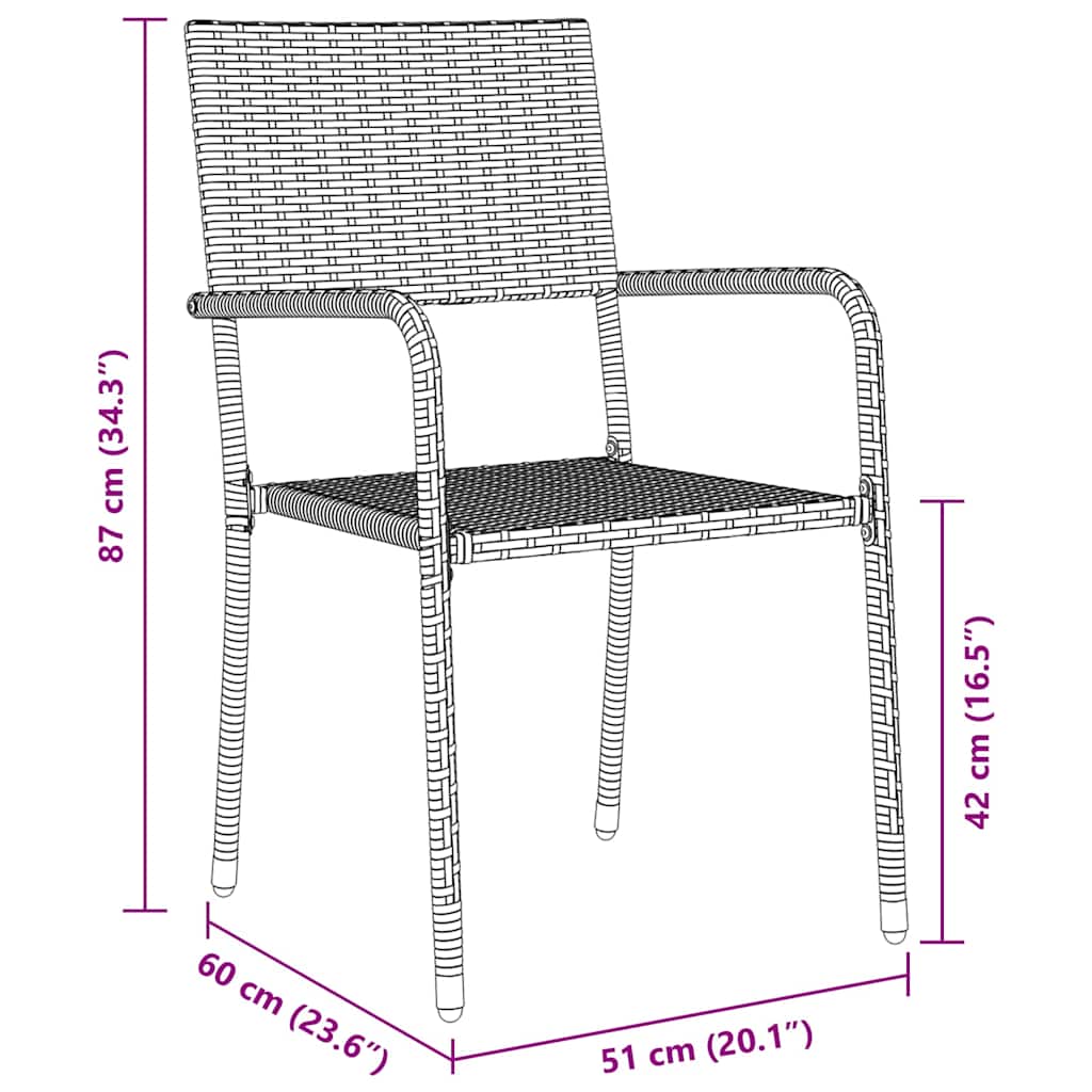 vidaXL Zestaw do jadalni w ogrodzie z poduszką 7 pcs Szary polirattan