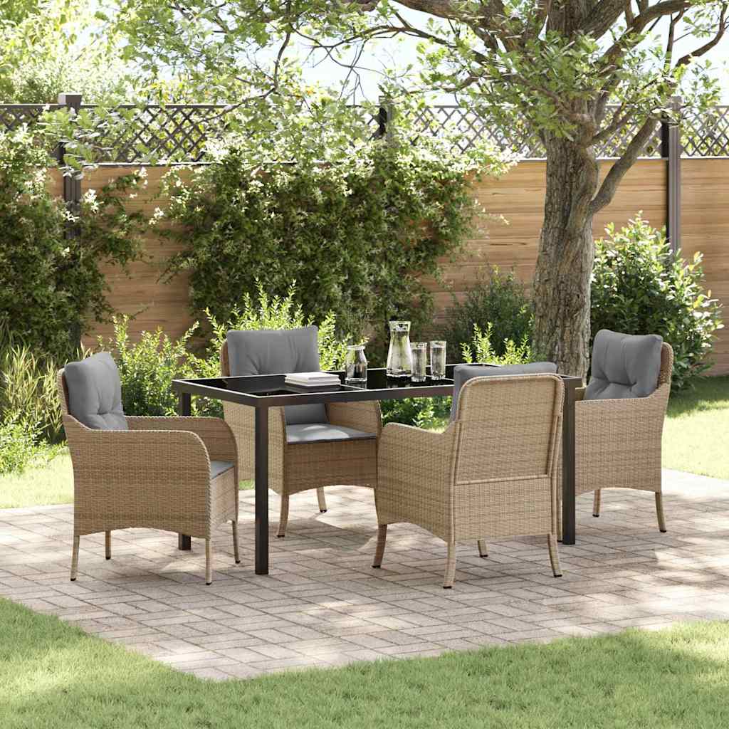vidaXL Zestaw do jadalni w ogrodzie 5 szt. Beżowy polirattan