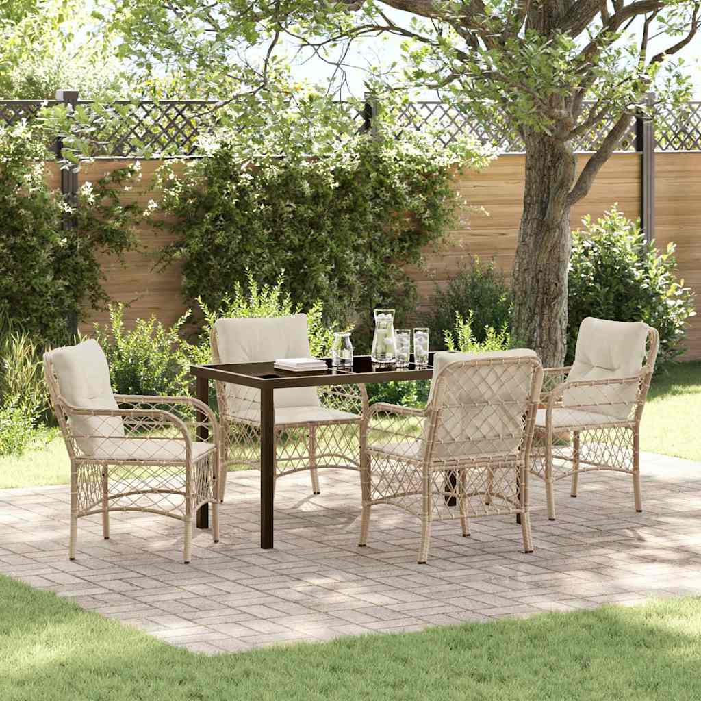vidaXL Zestaw do jadalni w ogrodzie 5 szt. Beżowy polirattan