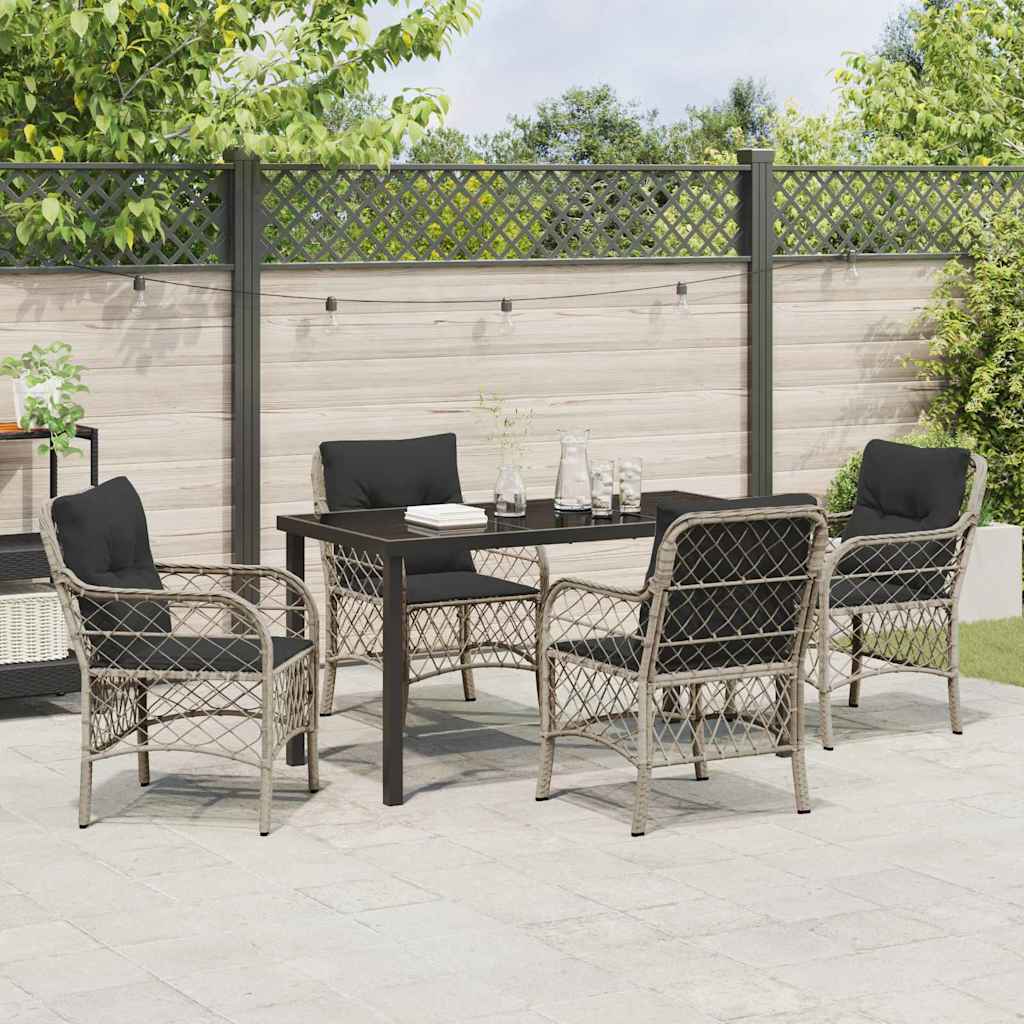 vidaXL Zestaw do jadalni w ogrodzie 5 szt. Jasnoszary polirattan