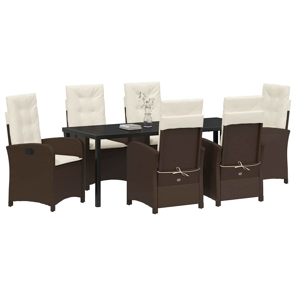 vidaXL Zestaw do jadalni w ogrodzie 7 pcs Brązowy polirattan