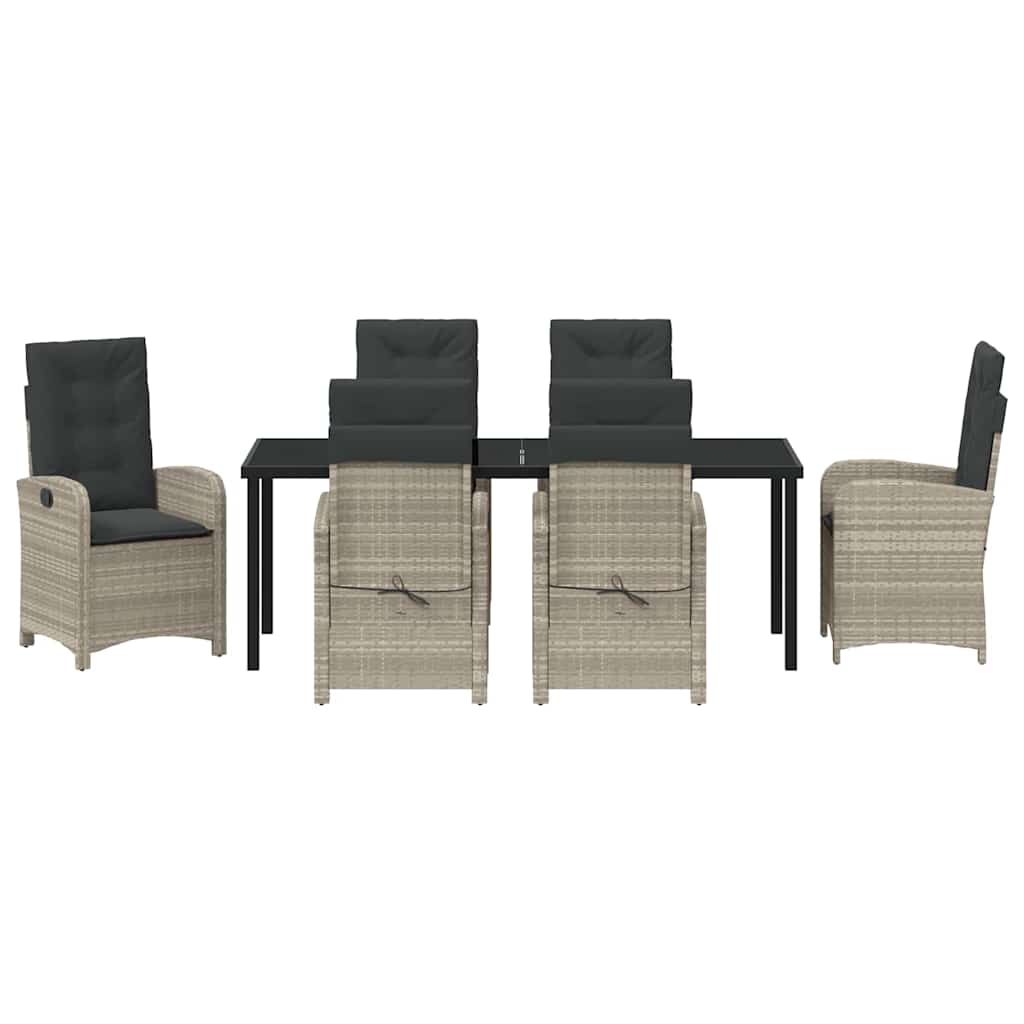 vidaXL Zestaw do jadalni w ogrodzie 7 pcs Jasnoszary polirattan