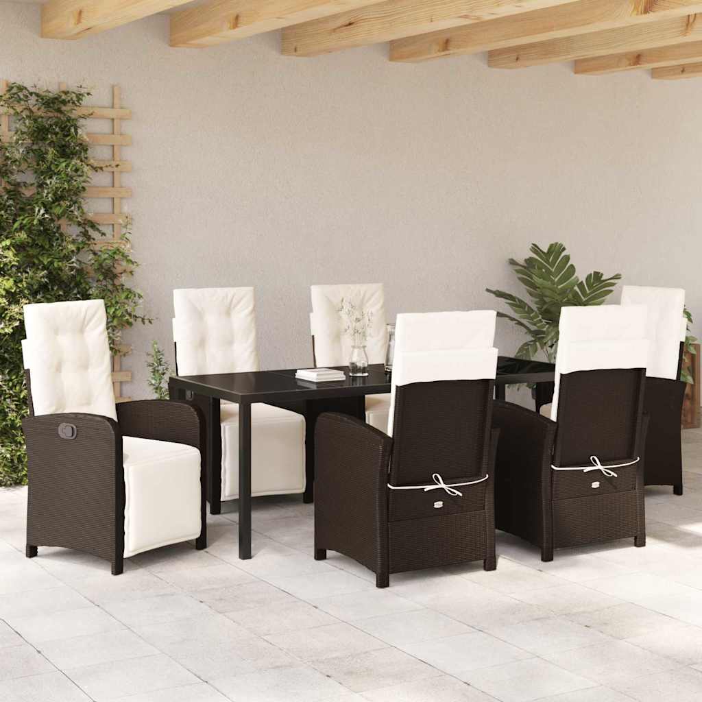 vidaXL Zestaw do jadalni w ogrodzie 7 pcs Brązowy polirattan